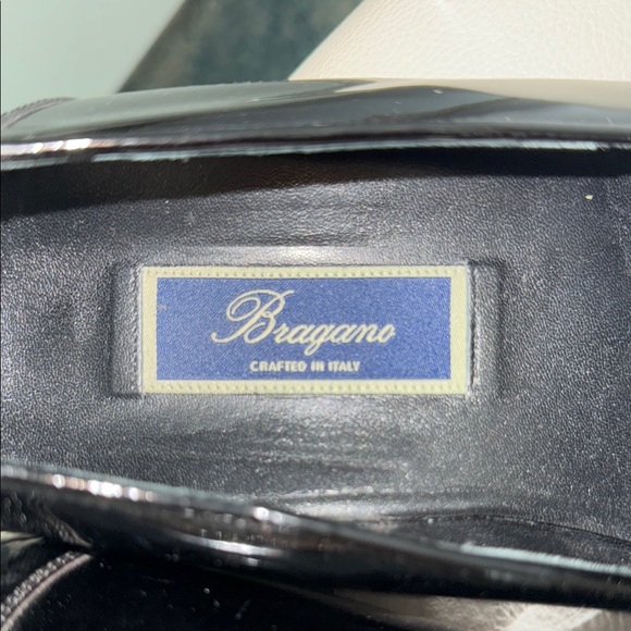 Vintage Bragano Crafted in Italy Black Polished Leather Slip-On Loafers
